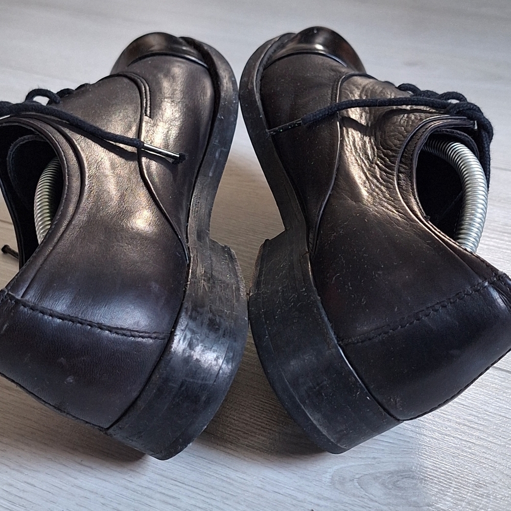 All Saints Black Leather Cap Toe Oxford Shoes 41 - Picture 7 of 13
